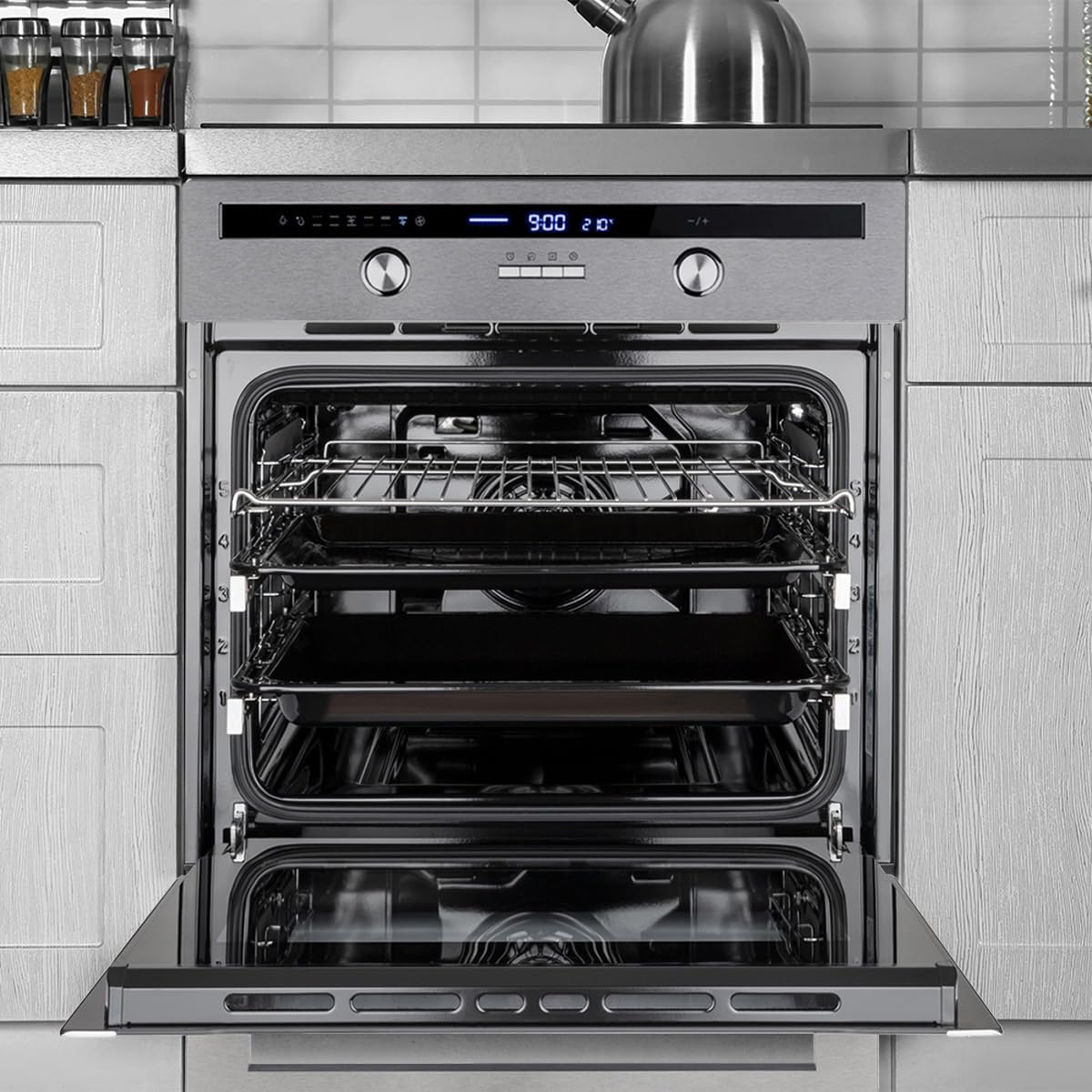 Four encastrable 60 cm | 70L | 3kW | Rôtisserie | Capteur de température du cœur | Gril | Air chaud | Tiroirs télescopiques | EB8013ED
