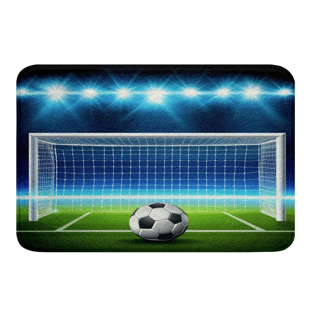 Football Bathroom Rugs and Mats,Soccer Ball Sports Bath Rugs Set Super Absorbent Bathroom Floor Mat,Competitive Games Bedroom Living Room Carpet,Home
