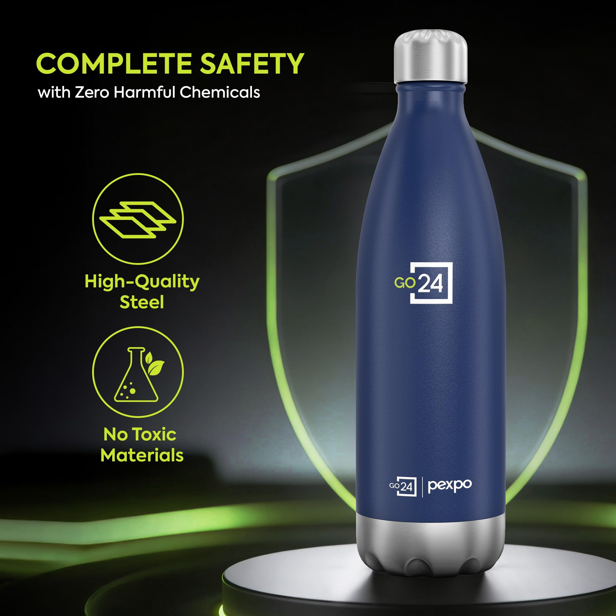 Go24 pexpo Stainless Steel Water Bottle Electro Denim Blue 980ml — Amazon image 6
