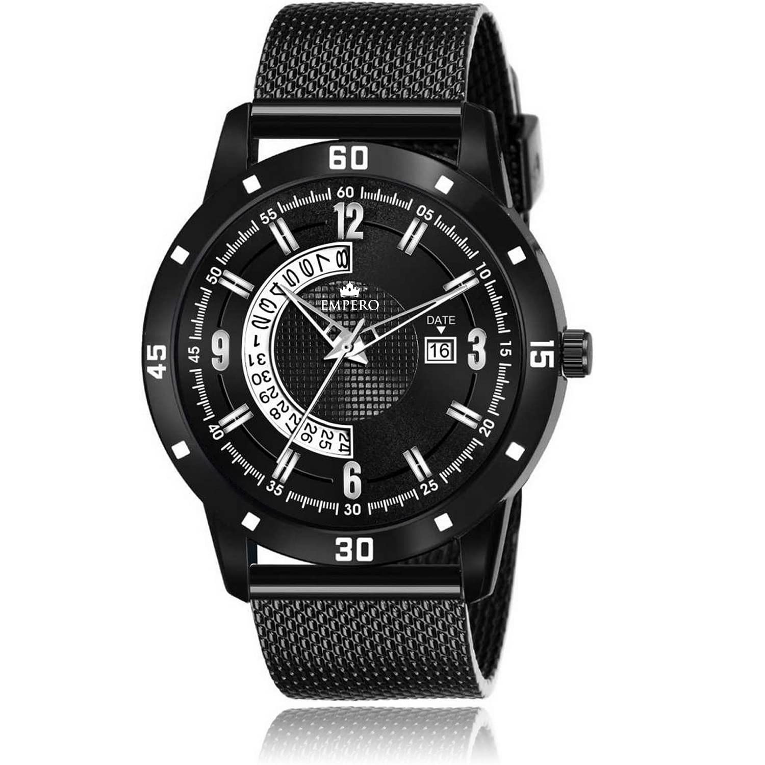 EMPERO-251 Black PU Date Analog Mens Watch (B0C1NZZWB7) Amazon Price History, Amazon Price Tracker