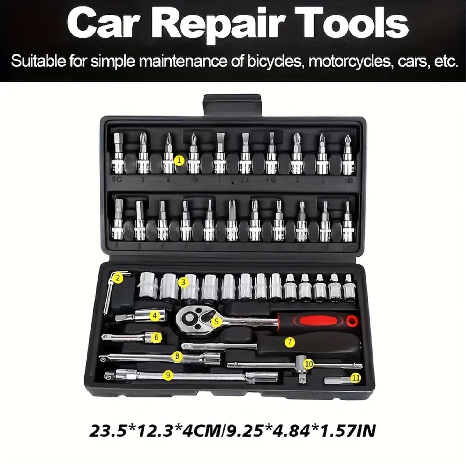 Auto Werkzeugset 46/151-teilige Werkzeugsätze for Kfz-Maschinen, Multi-Schraubendreher-Sets, Reparaturwerkzeuge for Fahrräder und Motorräder(46pcs)