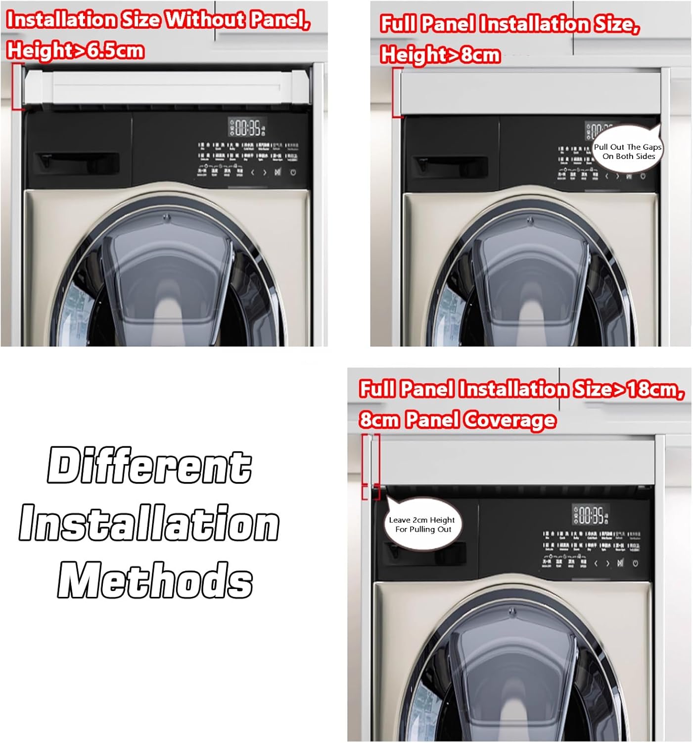 Above Washing Machine Drying Rack,Aluminum Alloy Adjustable Hanger,Pull-Out Telescopic Trouser Rack,Save Space,White-Width 614-664mm