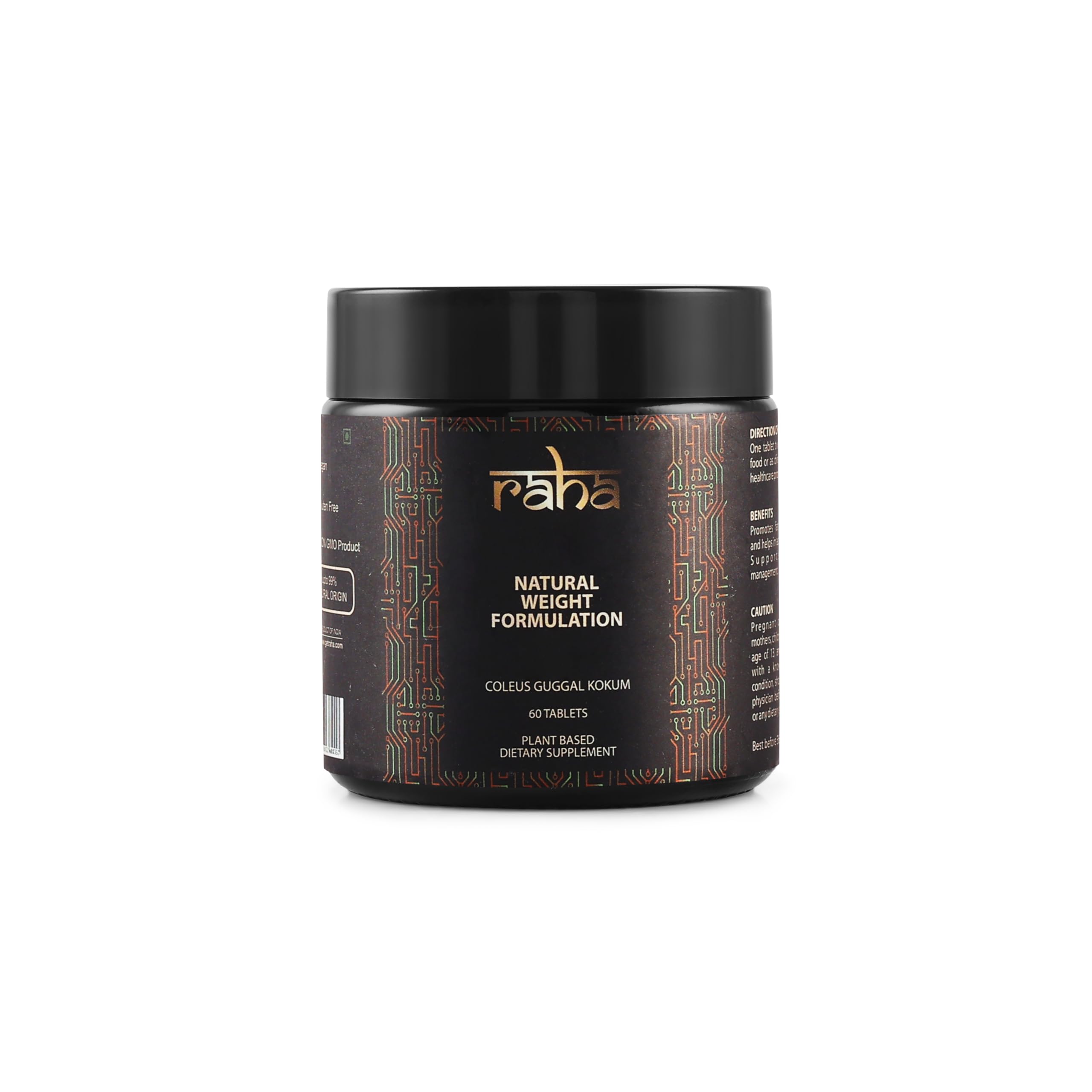 Raha-Natural Weight Formulation (Coleus Guggal Kokum) Plant based Dietary Supplement, Maintain Healthy Weight and Blood Sugar, Balances Hormones-60 Tablets