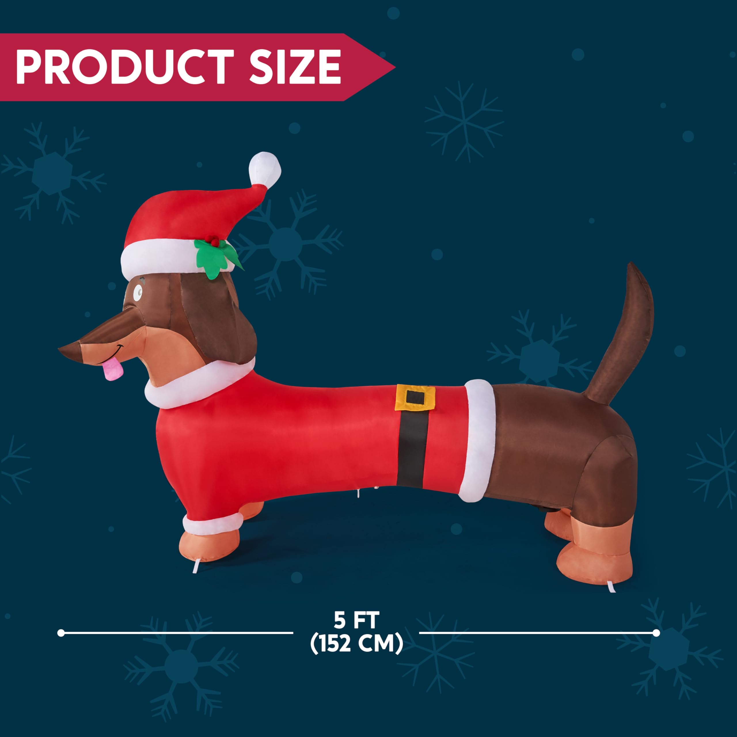 5 FT Christmas Blow up Dog Decoraciones navideñas al aire libre Liquidación con