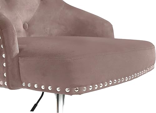 Miniatura 6 de Meridian Furniture Colección Claude Modern  Barra ajustable tapizada de terciopelo contemporáneo  Taburete de mostrador con base de metal cromado