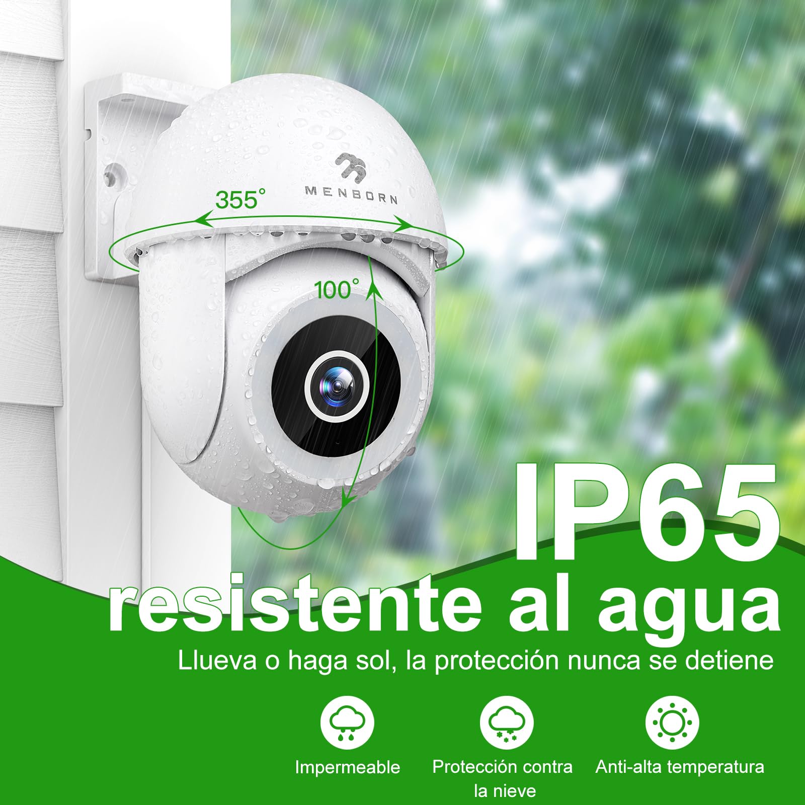 Camara Vigilancia WiFi Exterior 4MP/2,5K, Cámara IP Vigilancia de Seguridad 360°, AI Detección de Humana, Seguimiento Automático, Nocturna a Color, Audio Bidireccional, Compatible Alexa, IP65, 2 PZ