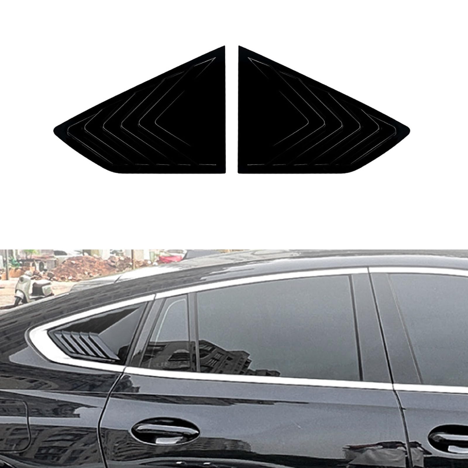 YPFYBHD Rear Window Louver Shutter, Compatible with BMW X6 G06 2019+, 2Pcs Triangle Blinds, Side Vent Panel Decoration Cover,Black
