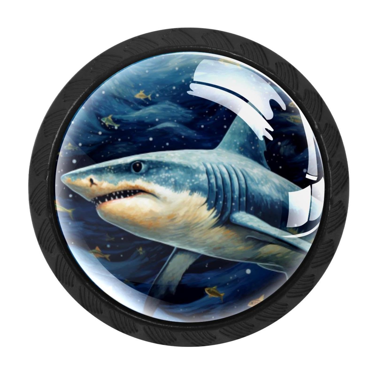 CHENZZZZ Starry Sky Shark Drawer Knobs Pull Handle Crystal Glass Circle Shape Cabinet Drawer Pulls Cupboard Knobs with Screws for Kitchen Cupboard Dresser Wardrobe etc