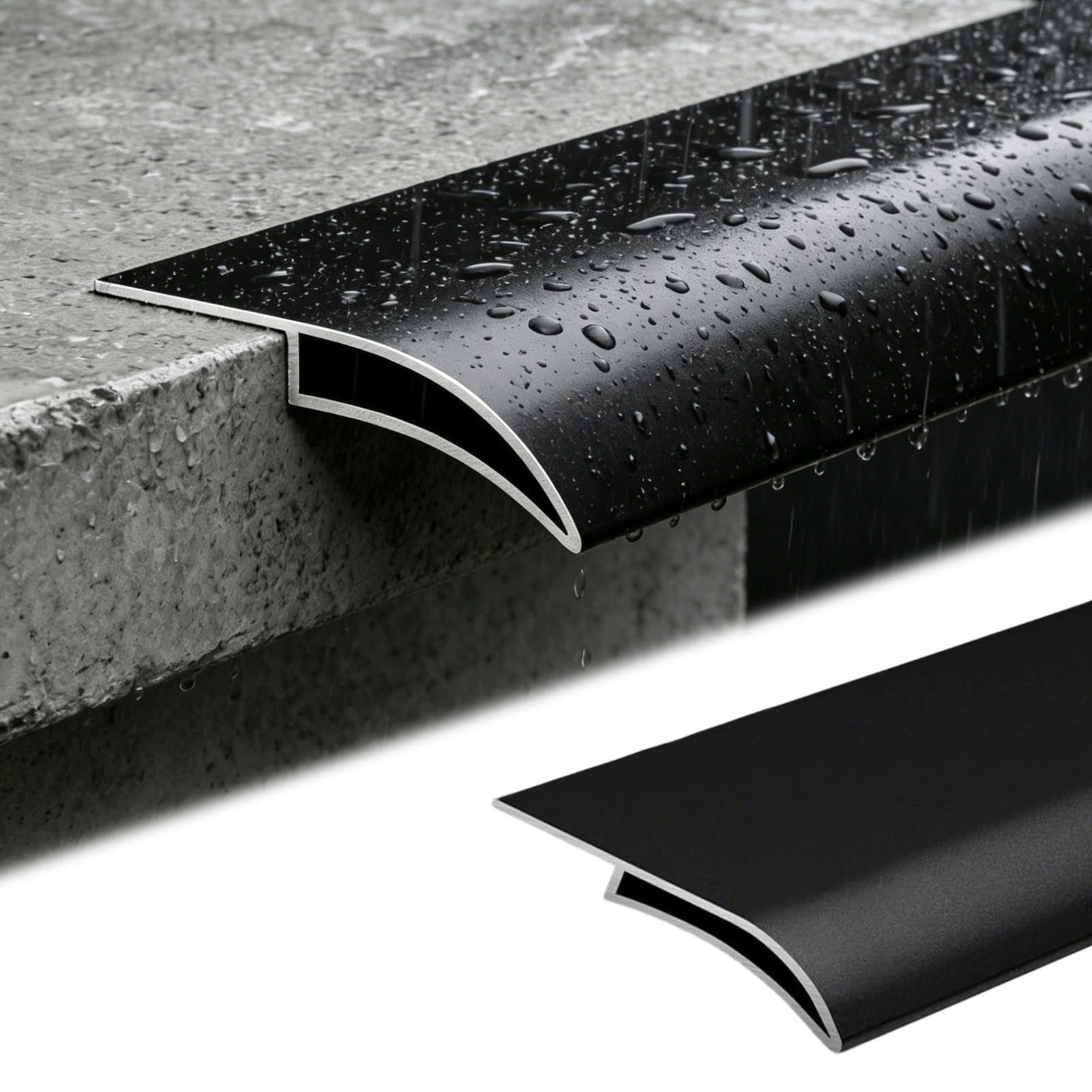 Viiguiy W1.4in/35Mm Drip Edge Flashing For Roof Eaves, Exterio Wall Aluminum Rainwater Diverter Trim, Terrace Balcony Water Drainage Profile, Easy To Install(,L2.4m/7.9Ft)