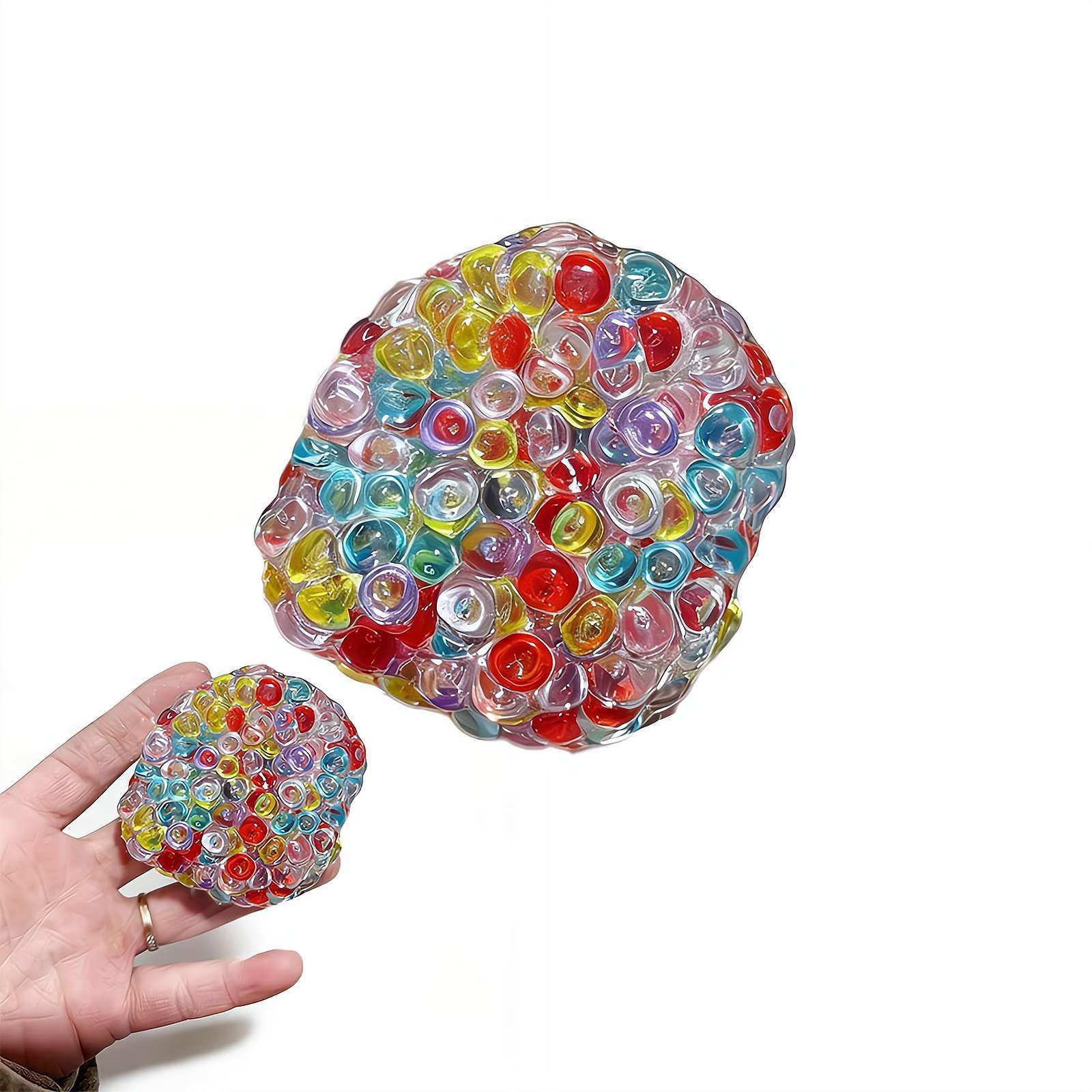 Soft Flexible Transparent Glass Noise Ball Fidget Ball Stress Relief Squeeze Balls with Glass Bead Inside Bubble Touch Sensory Balls for Anxiety Relief Desktop Sensory Play Gift