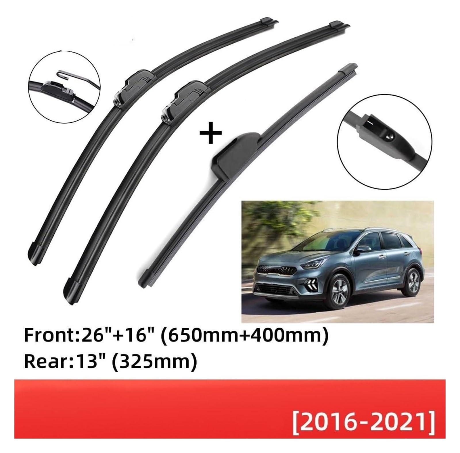 parabrezza tergicristalli Per KIA Per Niro 2016 2017 2018 2019 2020 2021 Parabrezza Anteriore Posteriore Spazzole Tergicristallo Spazzole J Gancio Spazzole Tergicristallo Auto