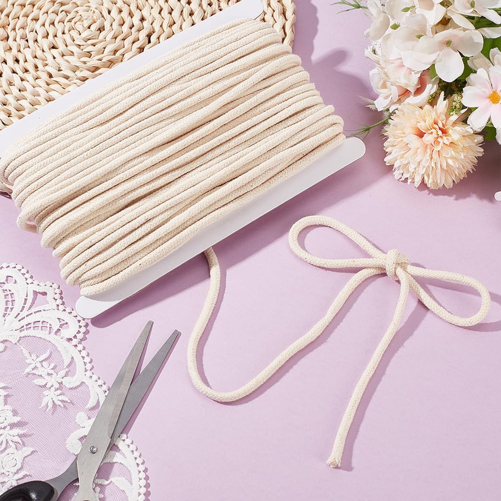 GORGECRAFT 30M Cotton Piping Cord Beige 5mm String Drawstring Cording Replacement Natural Soft Round Macrame Rope for DIY Sewing Craft Pillows Knitting Welting Upholstery