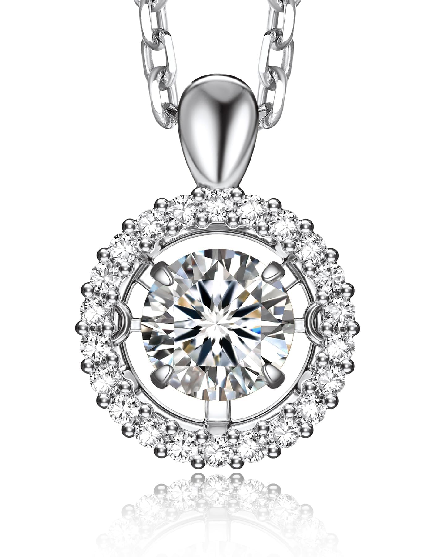 MomentWish Moissanite Necklace for Women, 0.5/1 Carat Sterling Silver
