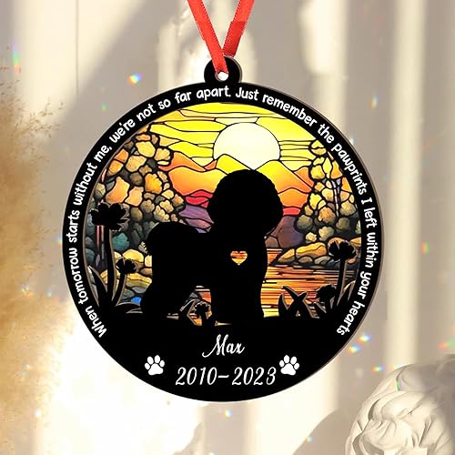 Miniatura 2 de Adorno personalizado para atrapasoles Bichon Frise, Bichon Frise Sun Catcher Adorno de Navidad Regalo para perro amante, Bichon Frise 3D 2 capas