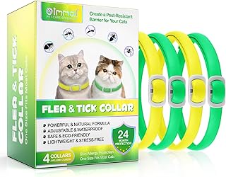 Flohhalsband Katze 4 Stück Zecken-Halsband für Katzen, Anti-Floh Katze Halsband, Verstellbar und Wasserdicht, Natürlich und Sicher, 48 cm Length, 24 Monate Schutz, Zecken-Flohband für alle Katzen product image