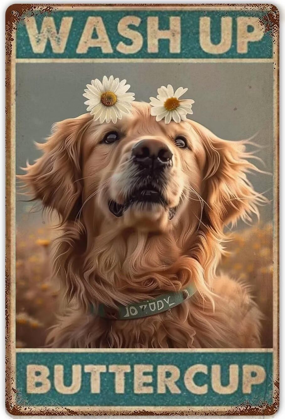 Anceky Golden Retriever Wall Art Canvas Framed Funny Bathroom Signs Wash Up Buttercup Modern Print Posters Vintage Canvas Paintings Wall Decor For Cafe Bathroom Theater Framed 20x30 Inch