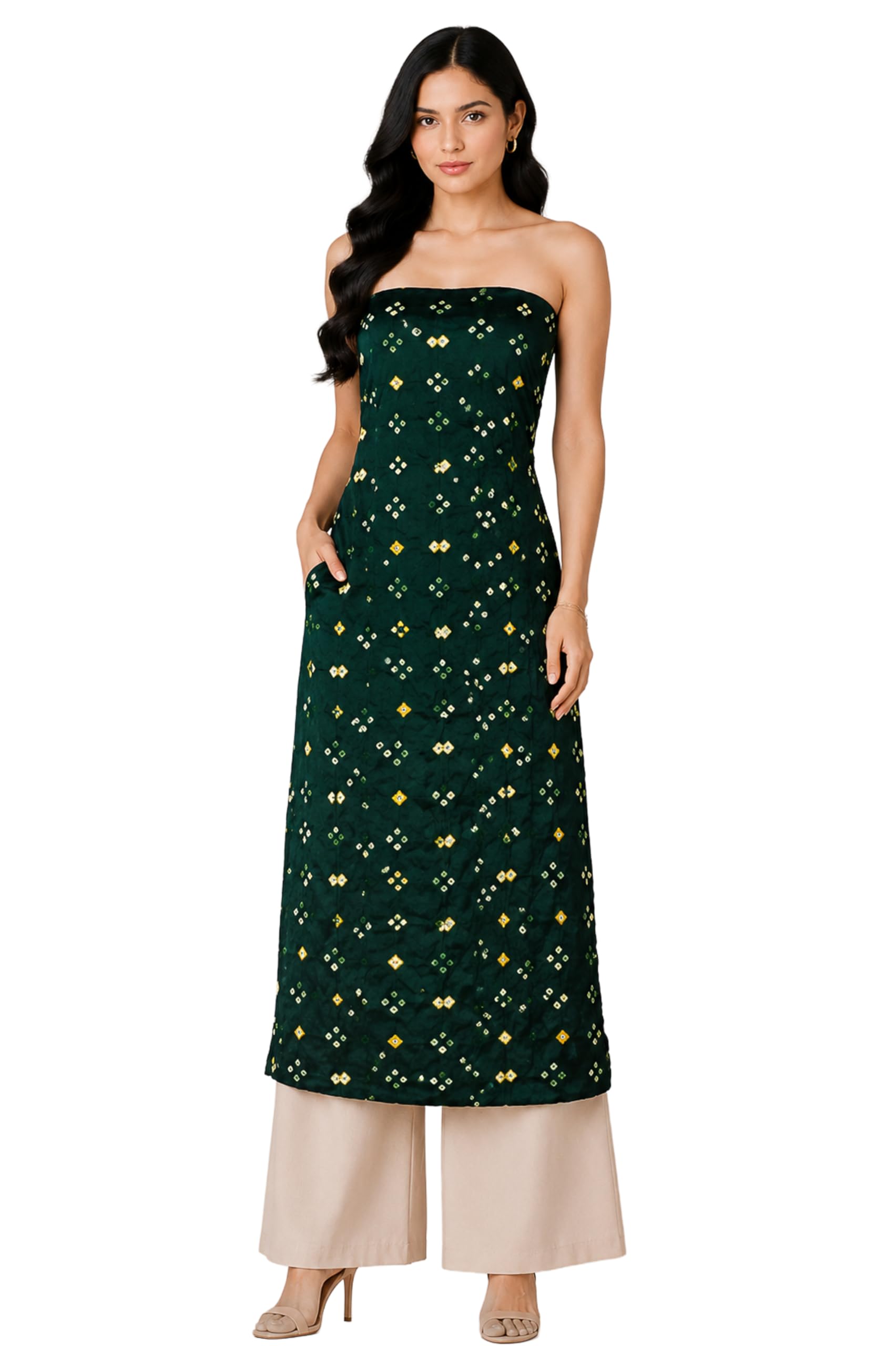 Women's Bandhej [ Tie-Dye] Modal Silk Multi (Bandhej - Tie Dye) Unstitched Kurta Fabric Mtr Length-image-29