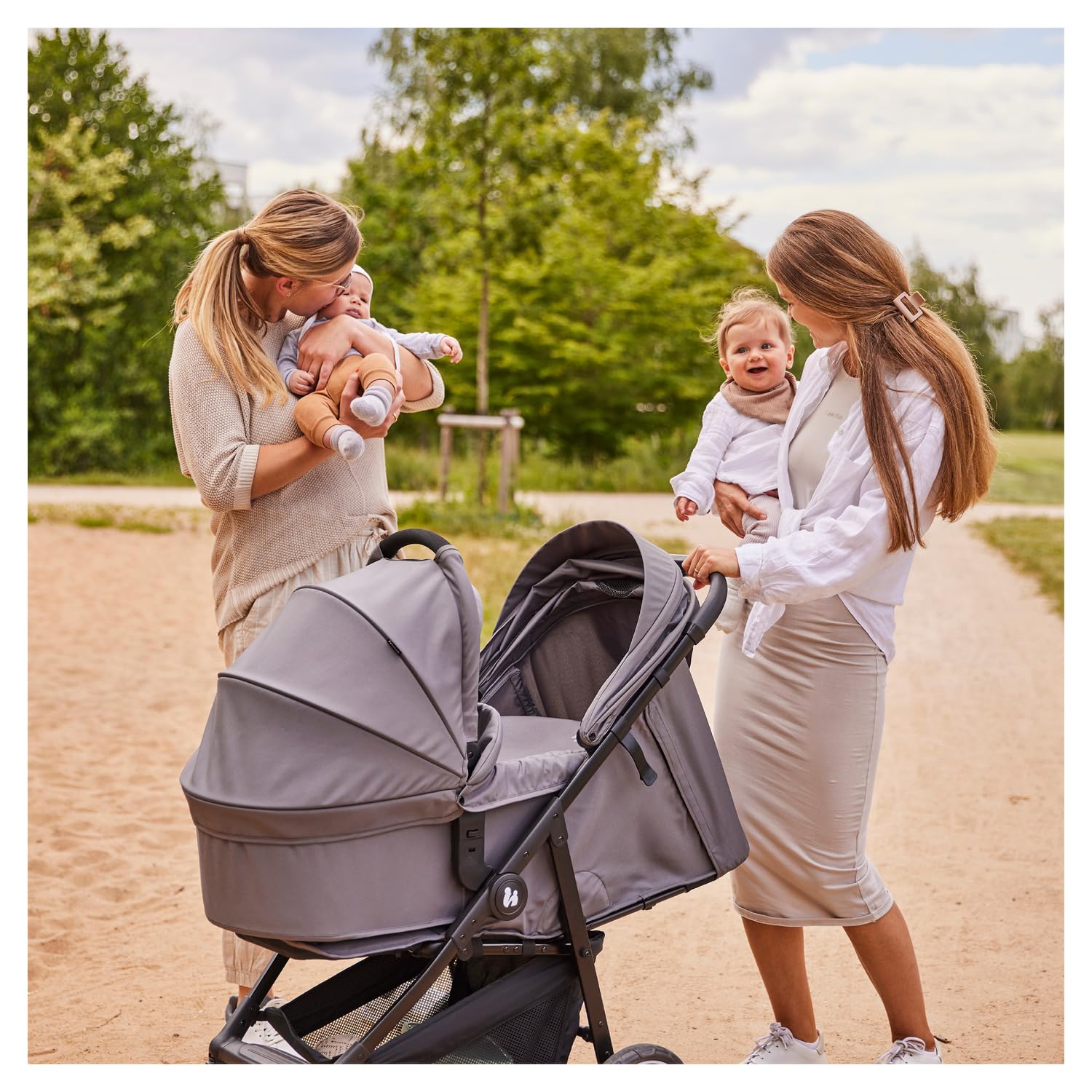 hauck Carro Bebe 3 Piezas Shop N Care Trio Set - Set de Carrito 3 en 1 con Cochecito, Silla de Coche y Silla de Paseo desde el Nacimiento hasta 22 kg, Compacto, Reclinable, Protección UV 50+ - Gris