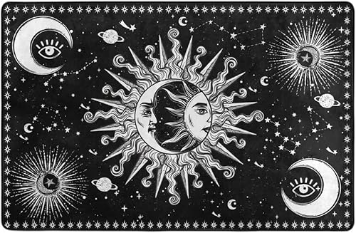 Miniatura 10 de Alfombra antideslizante para lavandería, tapete de cocina de granja, baño, lavandería, accesorios de decoración (calavera, gato, luna, patrón