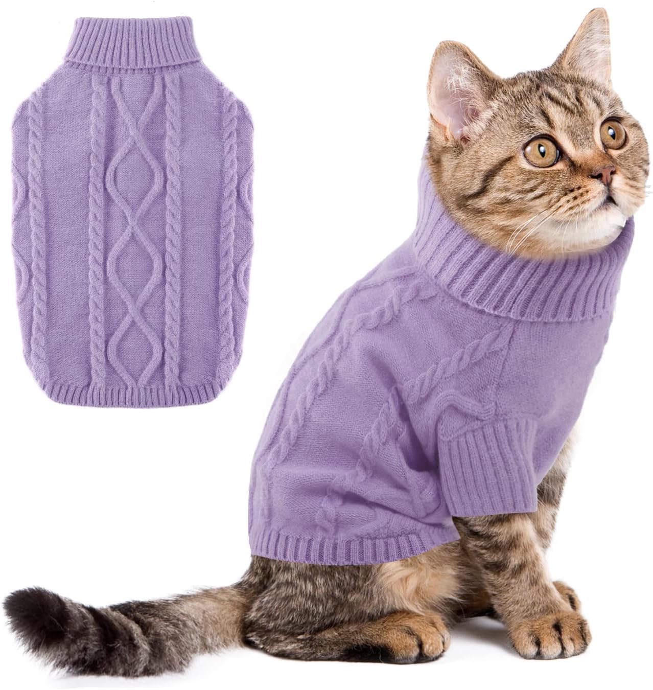Jersey para perros, para gatos, perros, para mascotas, suéter para perros pequeños, suéter cálido para mascotas, ropa de invierno suave para cachorros, pequeño perro morado, M