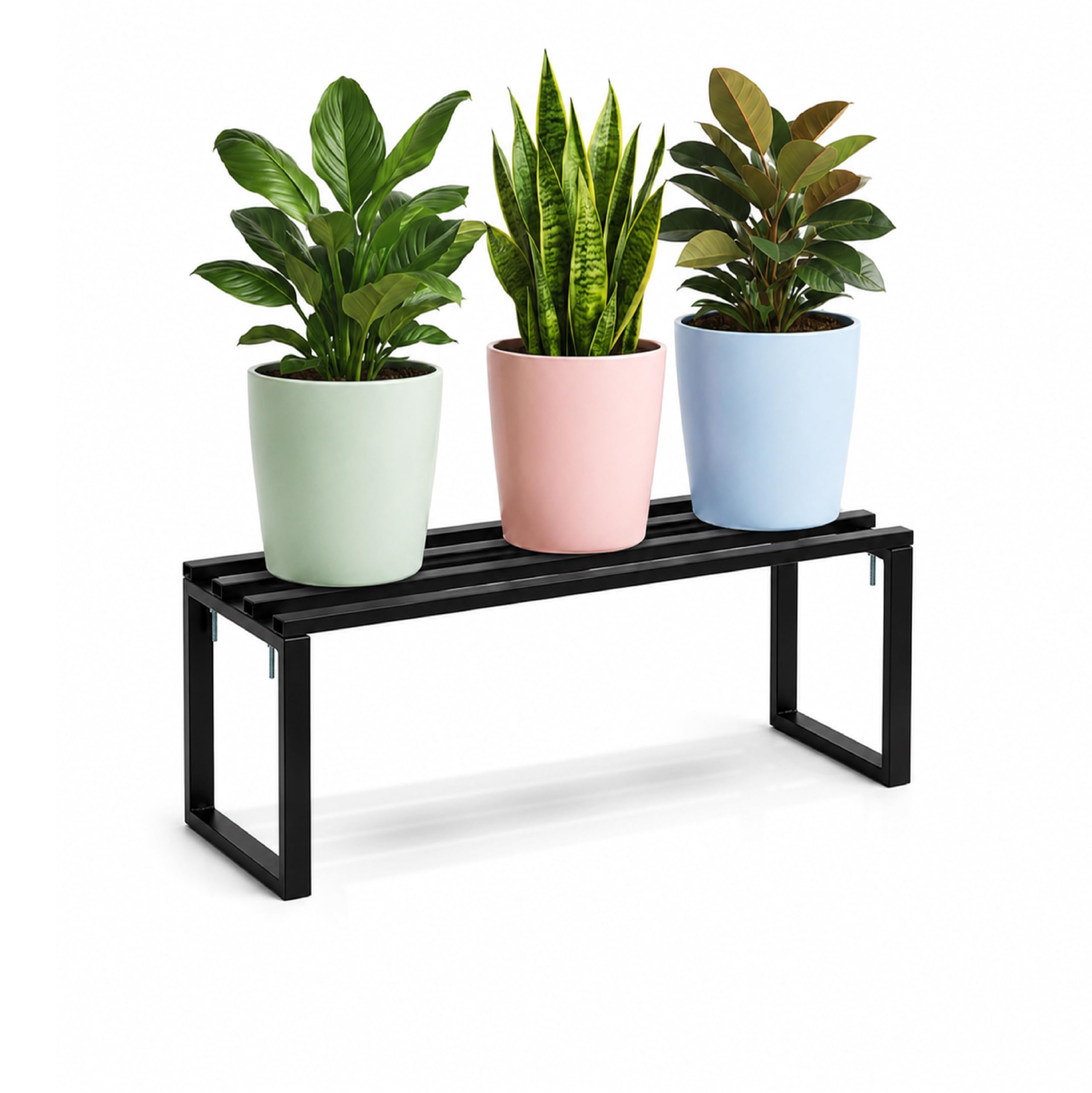 EXALT® FlexiGrow 2 Feet Long Heavy Duty Metal Plant Stand for Balcony Garden & Indoor Plants | Modern Flower Pot Stand for Home, Terrace & Outdoor Use | Powder Coated Black (Pack of 1)-image-37