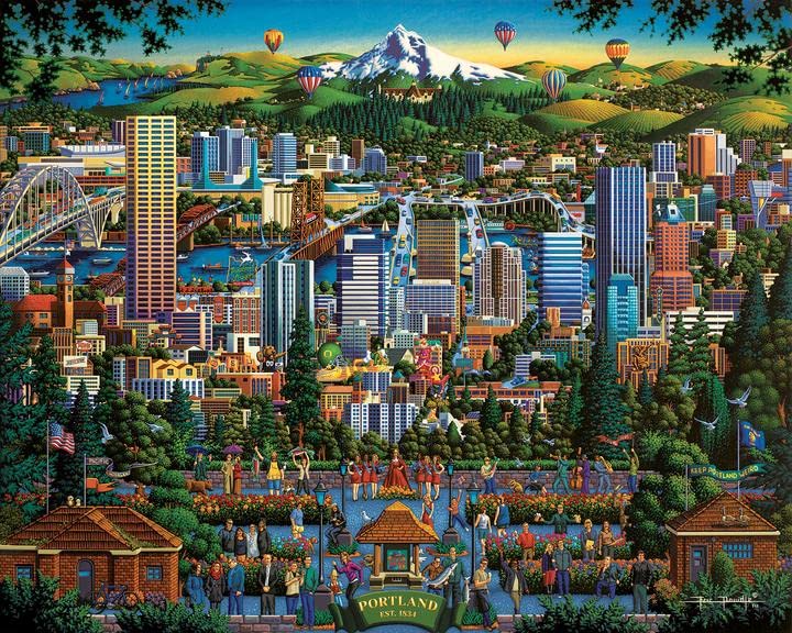 Dowdle Puzzle de Rompecabezas, Ciudad de Rosas de Portland, 1000 Piezas | Cada rompecabezas tiene una historia colorida, piezas de ajuste preciso miniatura 2