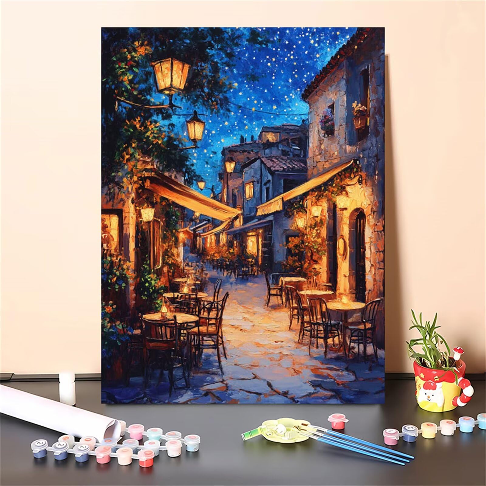 Malen Nach Zahlen Landschaft,Italien Malen Nach Zahlen Kinder Anfänger,Malen-Nach-Zahlen ab 7-9 Jahre Mädchen Geschenke,DIY Ölgemälde Set Pinseln Acrylpigment Leinwan,Wanddeko Wohnzimme 80x100cm M-229