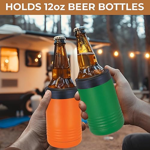 Miniatura 5 de Acero inoxidable de 12 onzas con aislamiento al vacío de doble pared para latas o botellas que mantiene la bebida fría durante horas. Soporte para