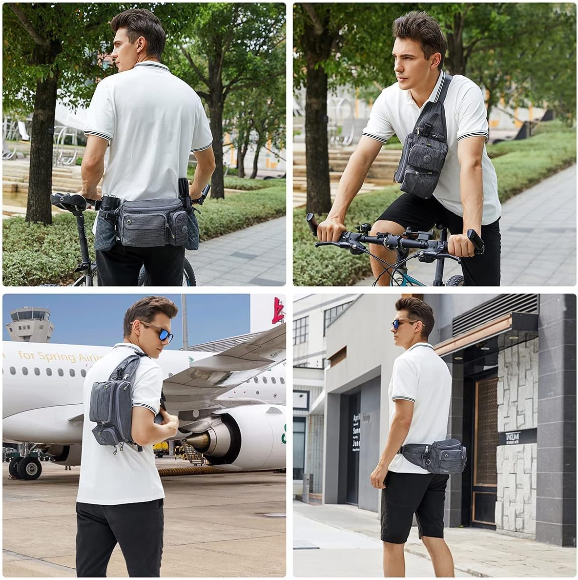 TUDEQU Hiking Fanny Pack for Men Women Large Hiking Waist Packs Adjustable Mens Fanny Pack Crossbody with Water Bottle Holders Waist Bag for Men for Travel Running Cycling - Image 3