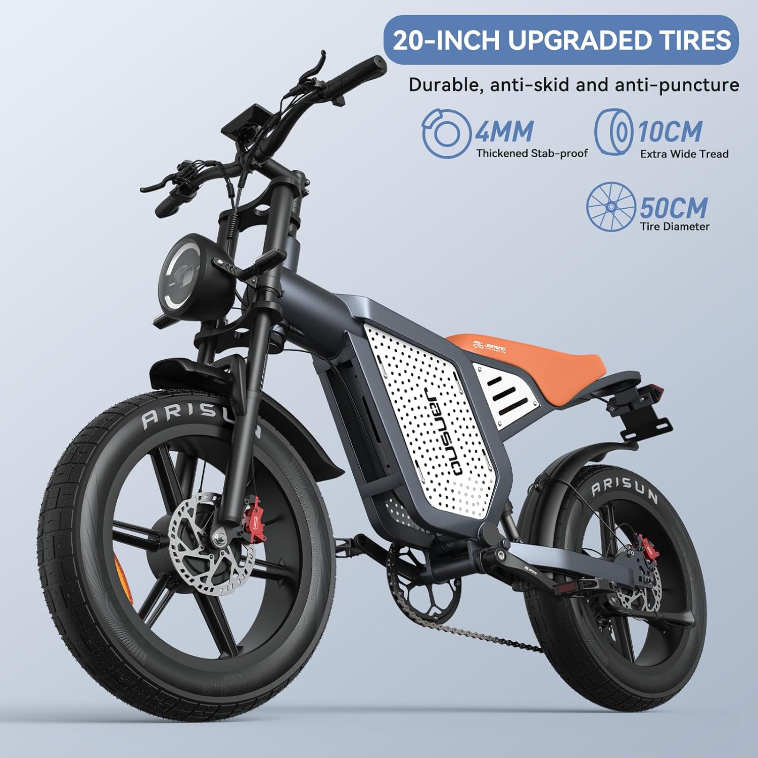 JANSNO Electric Bike,1500W Motor Electric Bike for Adults with 48V 23Ah Battery,31MPH 120 Miles, 20" x 4.0 Electric Dirt Bike,7-Speed Commute Off Road ebike UL Certified for for Mountains, Snow, Sand