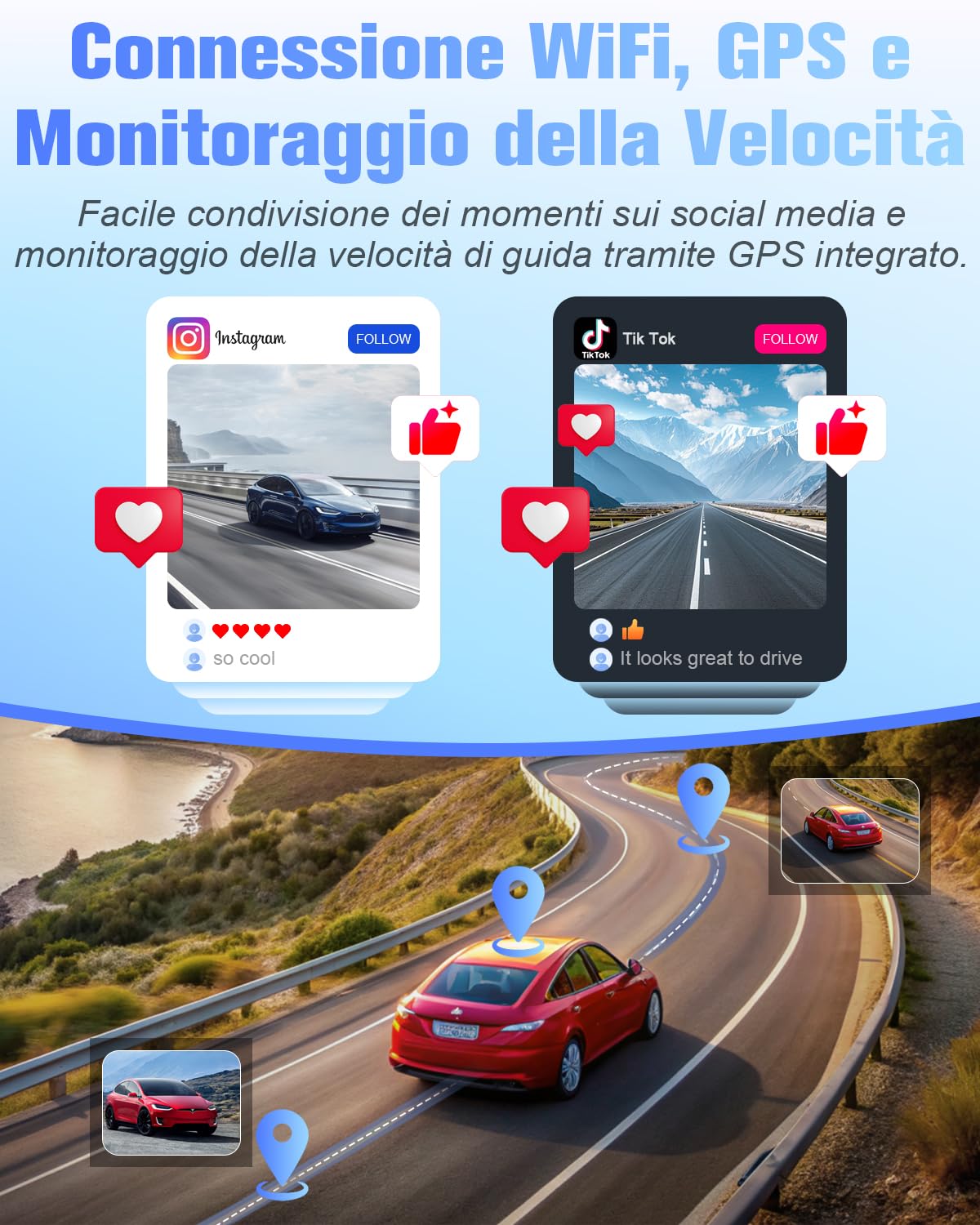 Action Cam 4K, Fotocamera Subacquea 30M, 120° Videocamera Sportiva WiFi Mini Telecamera Sportiva Body Cam Telecamera per Pollici Bici Moto Casco Sci Surf con Accesorios Multiples