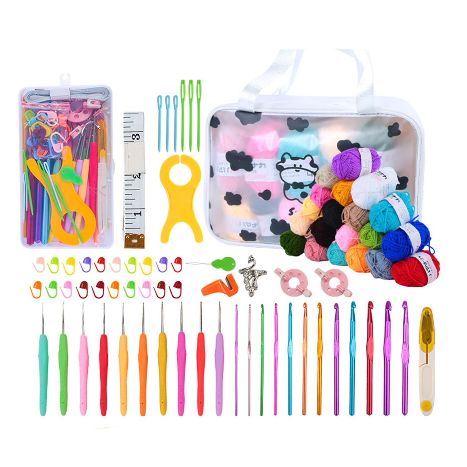 Juego de ganchos de ganchillo para adultos, kit de herramientas de ganchillo para niños, kit de herramientas de tejer para principiantes con estuche
