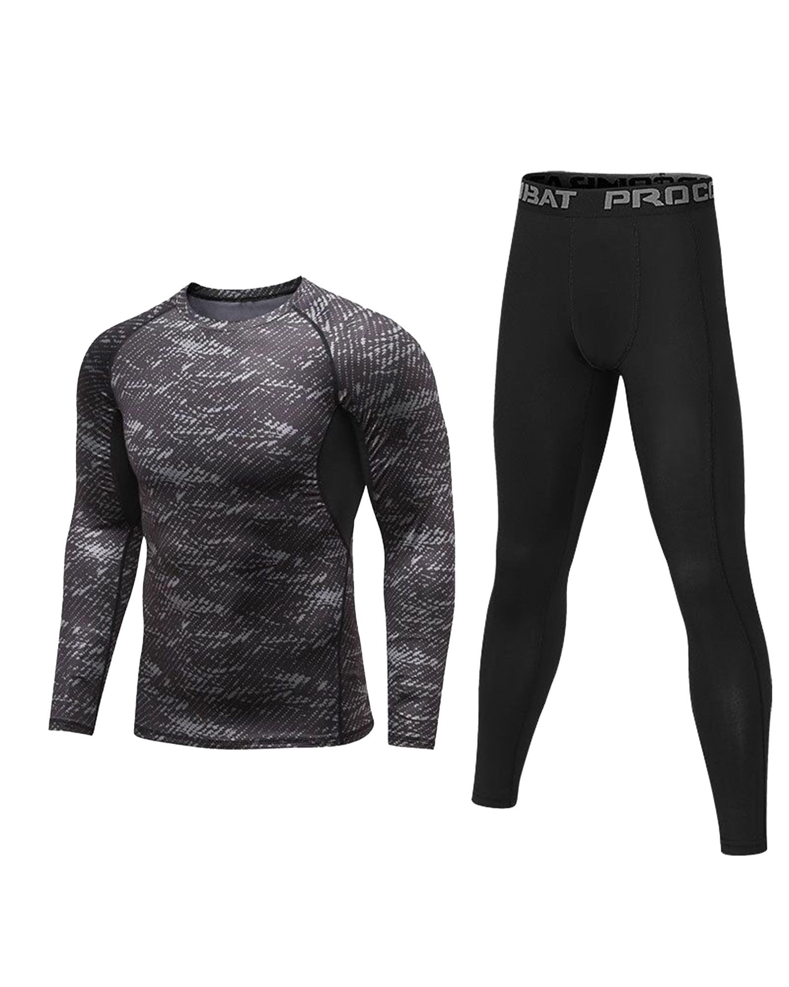 Men's Long Sleeve Compression Shirts, Athletic Base Layer Top and Pants
