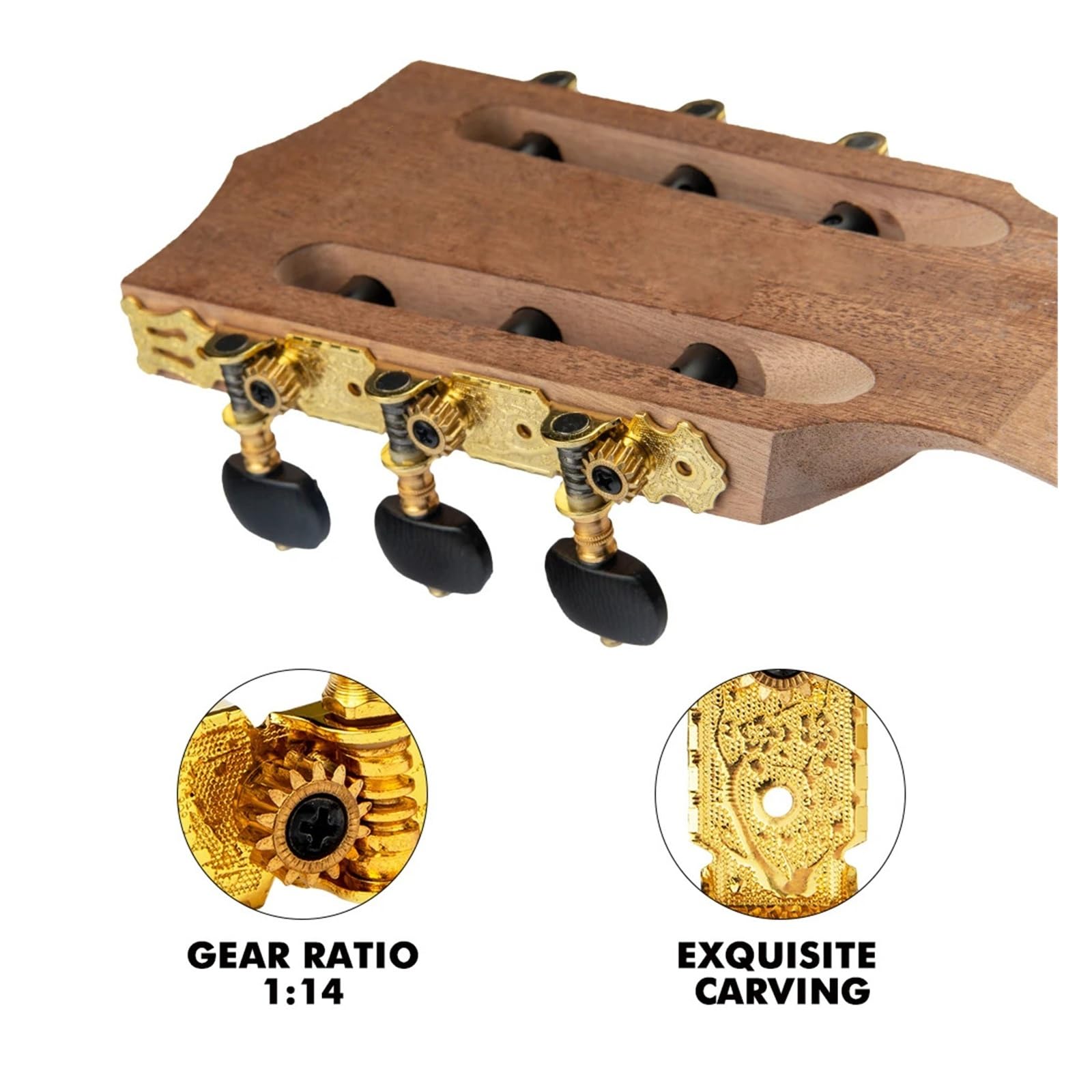 AO-020V3P Accordatori for chitarra classica Rapporto di trasmissione 1:14 Meccaniche Chiavi di accordatura Pioli con pulsanti squisiti