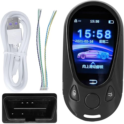 Llave de coche con control remoto de entrada sin llave, llave inteligente con llave de coche LCD llave remota universal para botón de motor de