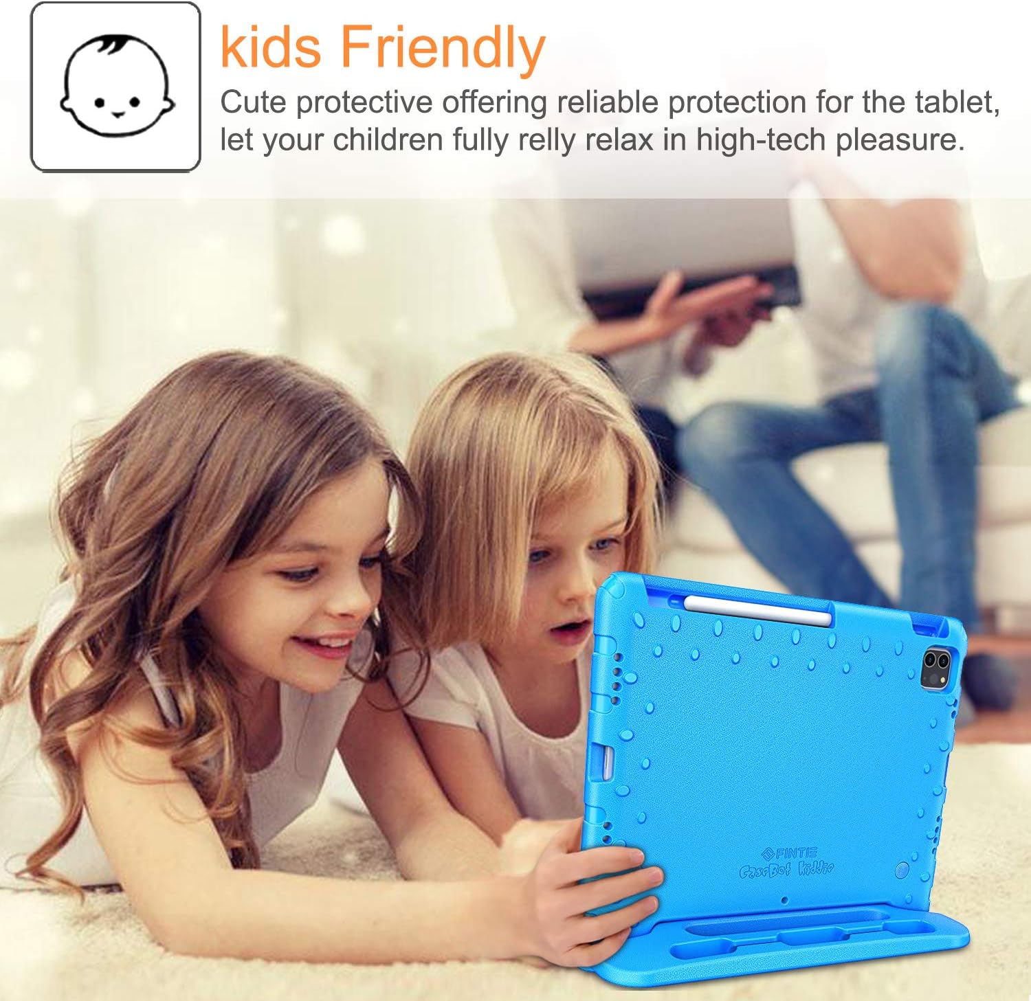 Fintie Case for iPad Air 5th Generation (2022) / iPad Air 4th Gen (2020) 10.9 Inch, iPad Pro 11" (4th/3rd/2nd Gen)- Kiddie Lightweight Shockproof Kids Friendly Stand Cover, Pencil Holder, Blue