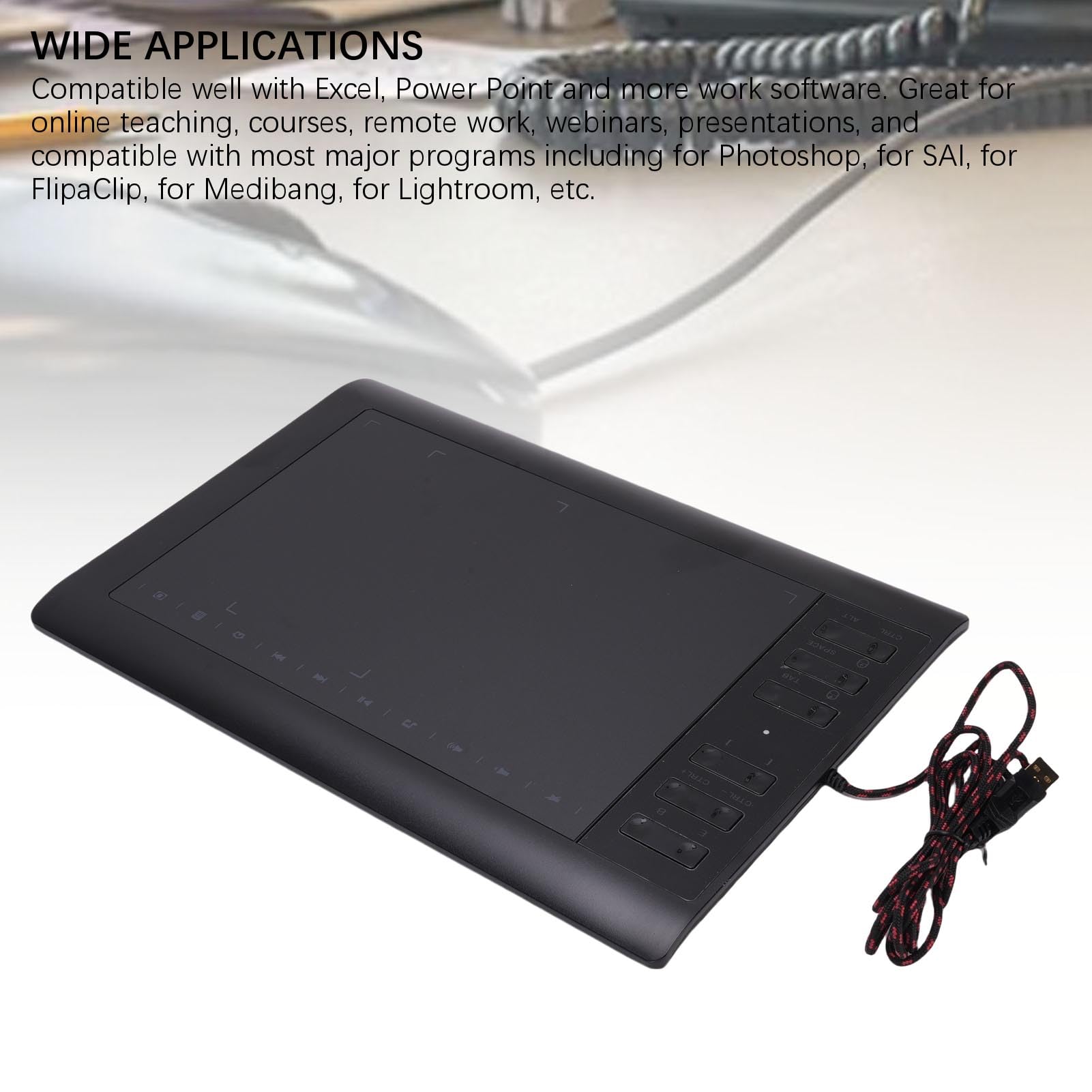 Jectse Tablet da Disegno Grafico, Tampone da Disegno da 10 X 6 Pollici con 8192 Livelli di Pressione Penna di sensibilità e 12 Tasti di Scelta