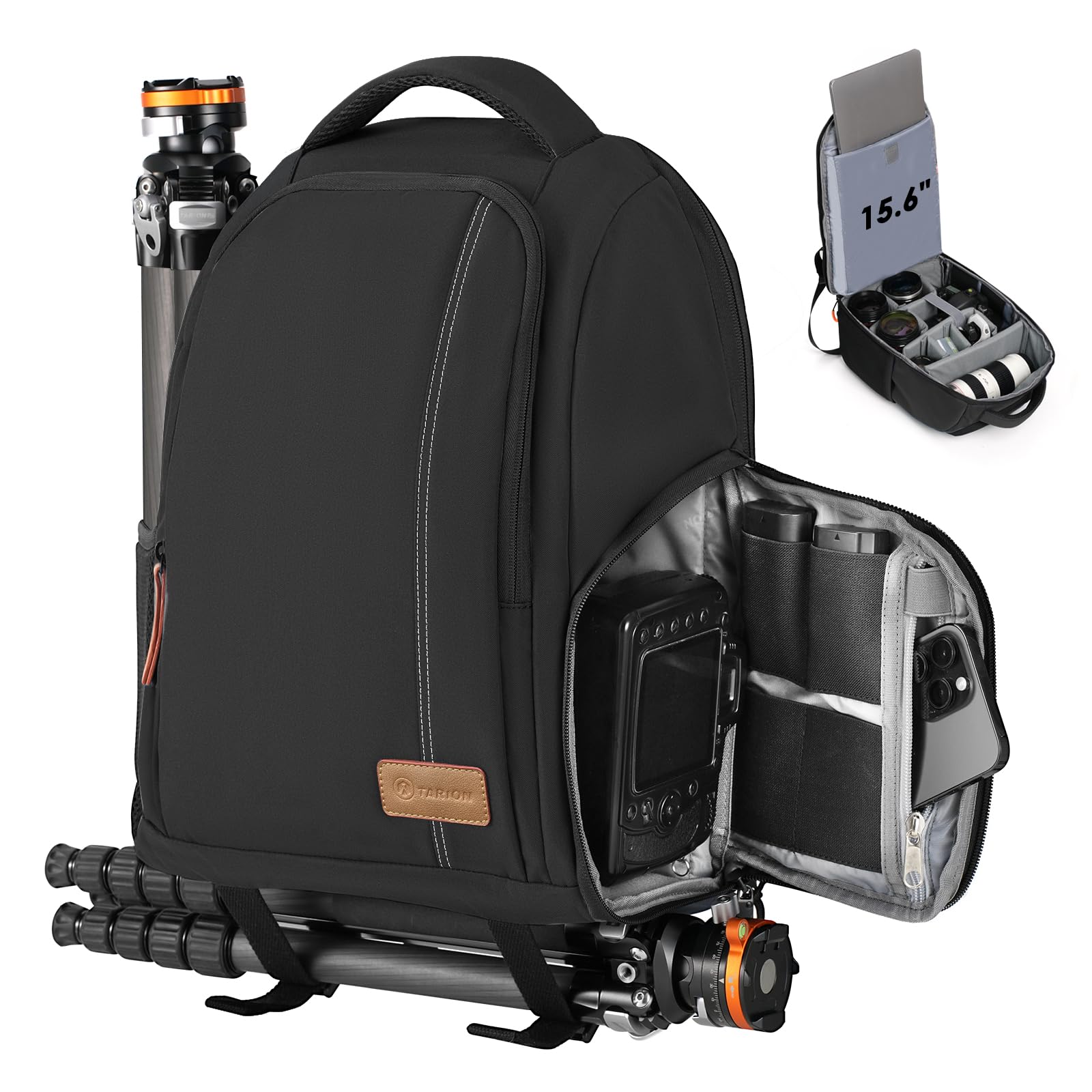TARION TB-02 Camera and Laptop Rucksack, Photography Knapsack for 15-Inch Laptop Computer, Reflex Camera, Small Camera Backpack