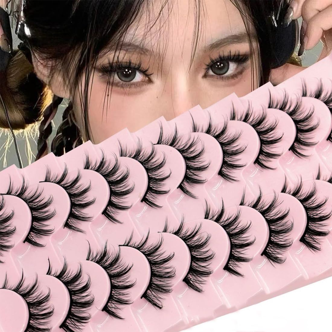 Ciglia Finte volume Occhio Di Gatto Ciglia Fluffy Strip Lashes Cat Eye Fake Lashes Fatte A Mano False Eyelashes (10 Paia)