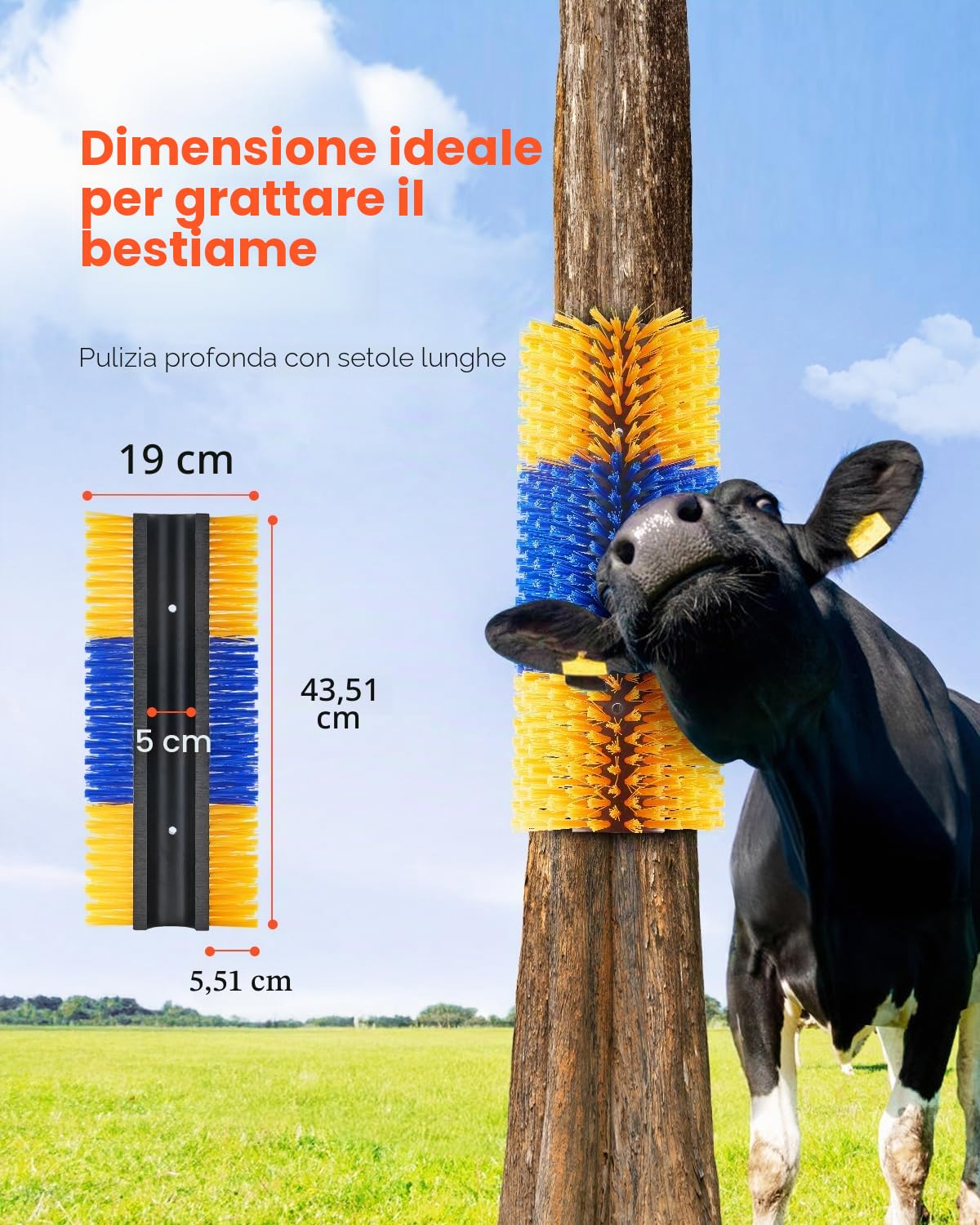 VEVOR Spazzola per Tiragraffi per Bestiame Cavalli, 12 Viti 43,5 x 19 cm, per Alleviare Prurito alla Schiena e Mantenere Pulizia, Spazzola per Toelettatura e Tiragraffi per Cavalli, Maiali 6 Pezzi