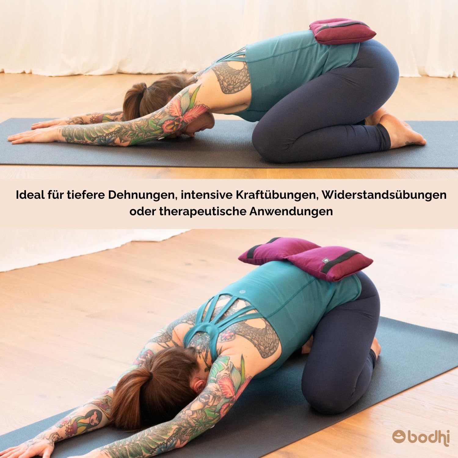 Bodhi Yoga Sandsack | Hilfsmittel für Yoga & Fitness | Sandbag aus 100% Baumwolle | Sandbeutel mit Tragegriff | Zubehör für Training | Gewichtssack für Zuhause