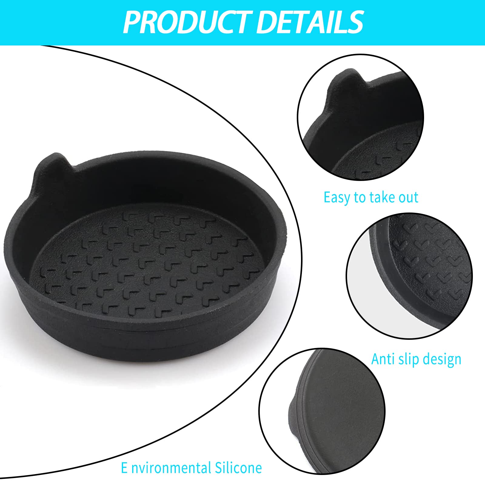 Lot De 4 Dessous De Verre Silicone Pour Voiture – Antidérapants, étanches Et Universels