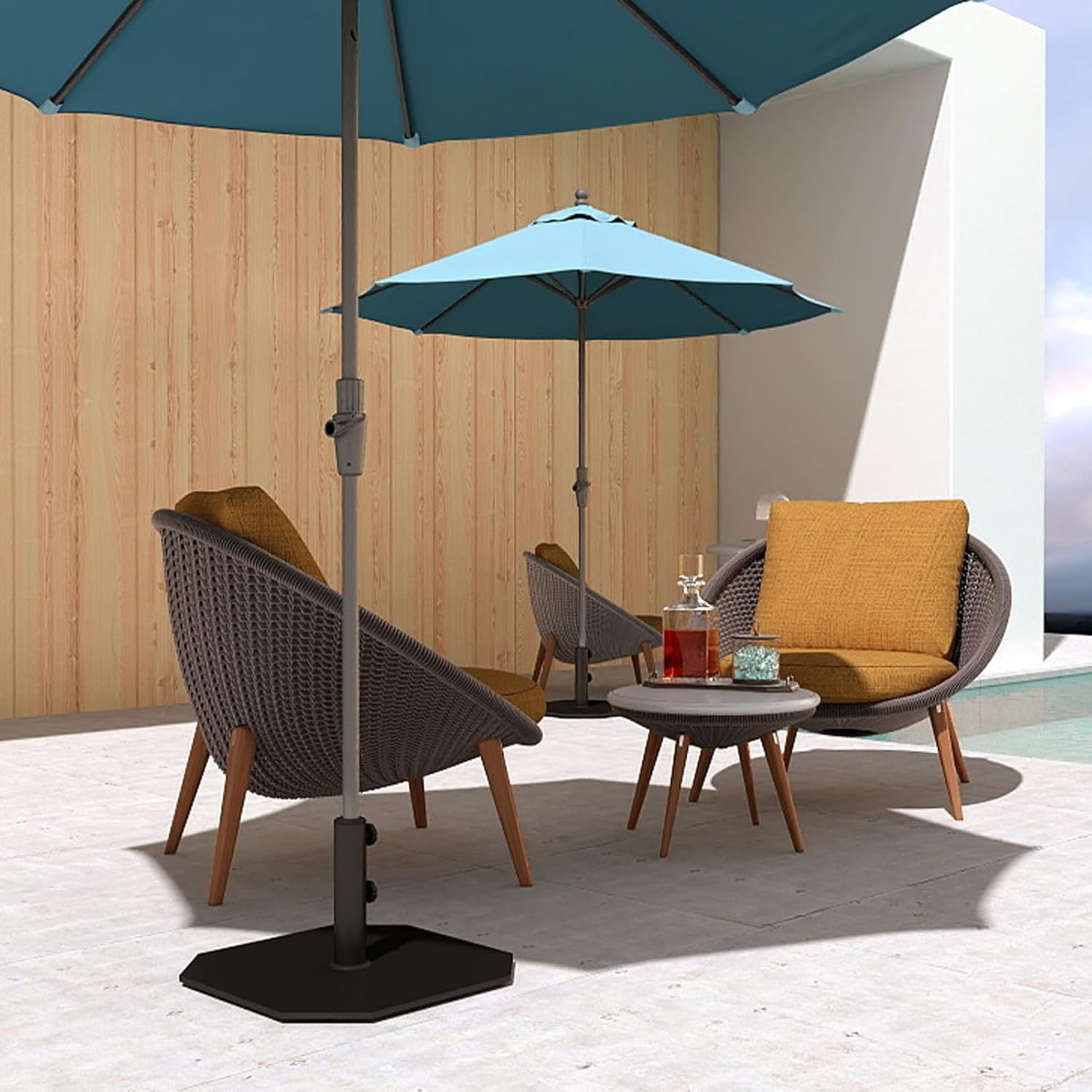 Helios&Hestia 40lbs Square Heavy Duty Outdoor Patio Umbrella Base, Steel Plate Stand Weight with 4 Non-Slip Pads, Fits 7 to 11ft Market Umbrellas, Black