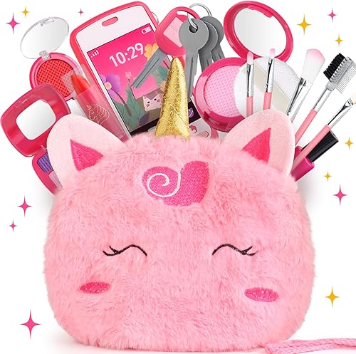 Maquillaje de unicornio para niños pequeños, juego de maquillaje falso para niños, regalo de unicornio para niñas pequeñas de 3, 4, 5, 6 años,