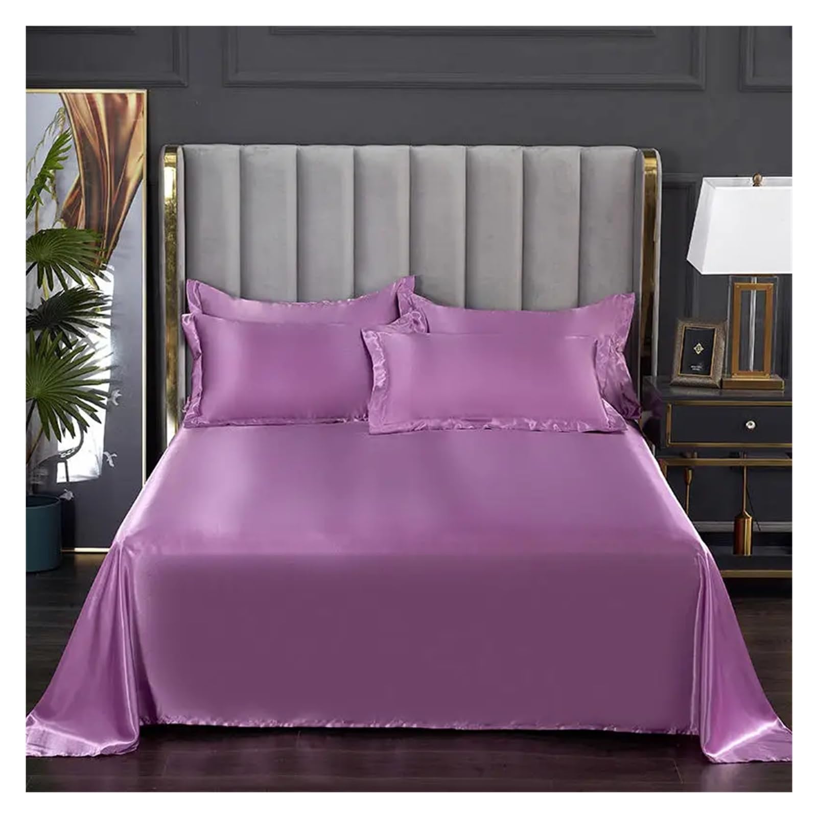 LPHFDCS Silk Bed Sheets 1 pc Bed Sheet for Summer Ice Cool Fabric Top Sheets Satin Smooth Flat Bed Sheet for Double Bedding Ice Silk Sheets(Color7,250x230cm 98x90inch)