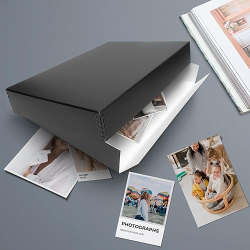 Miniatura 7 de Lineco Caja de almacenamiento negra de museo de 13 x 19 pulgadas, tapa extraíble y diseño frontal caído, archivo de 13.5 x 19.5 x 3 pulgadas con