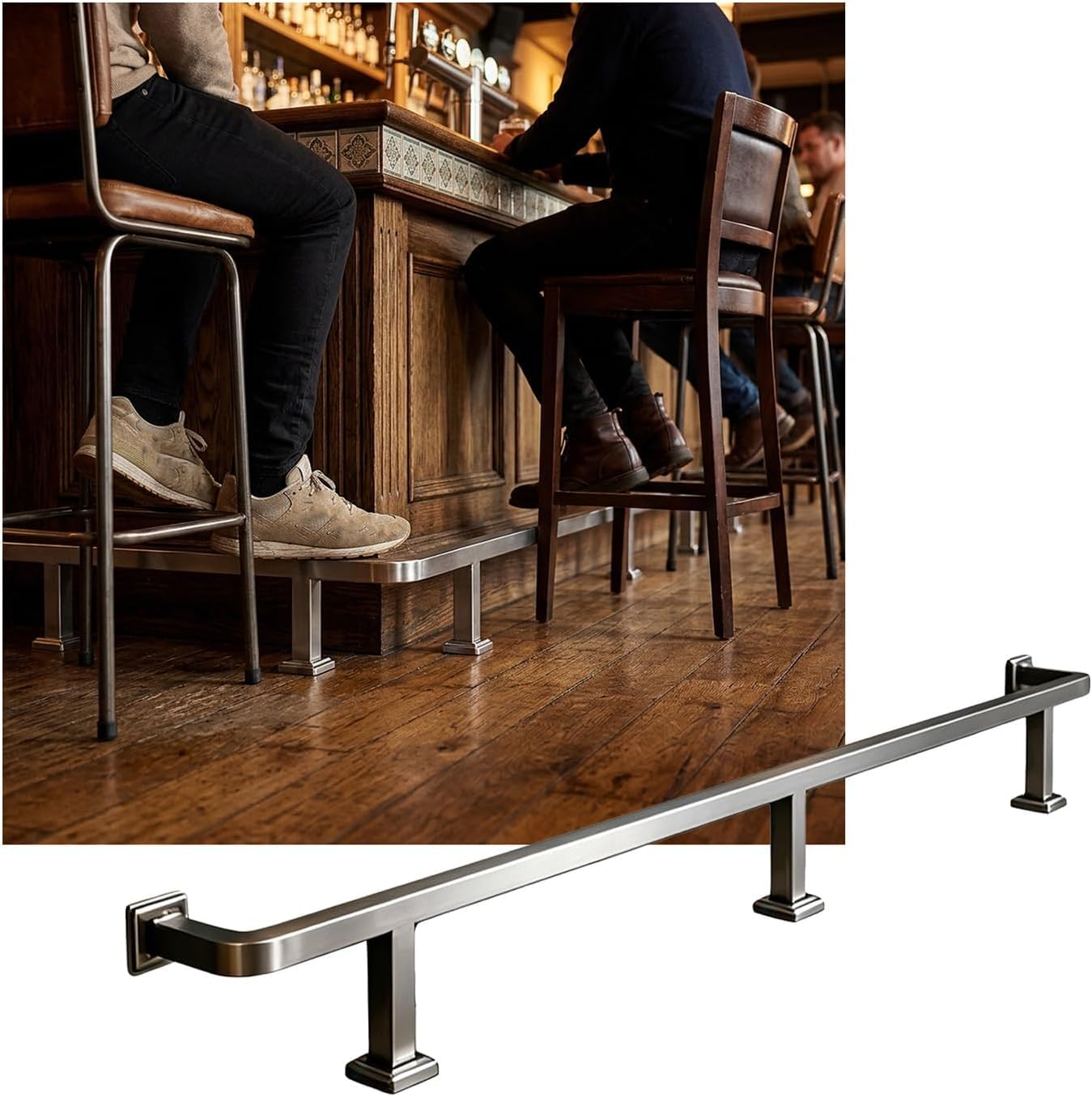 Kanduo Bar Foot Rail Kit Brushed Stainless Steel Bar Foot Rail，Wall Mount Bar Foot Rest Kit for Home & Commercial Bars(Silver,2.0M/6.56FT)