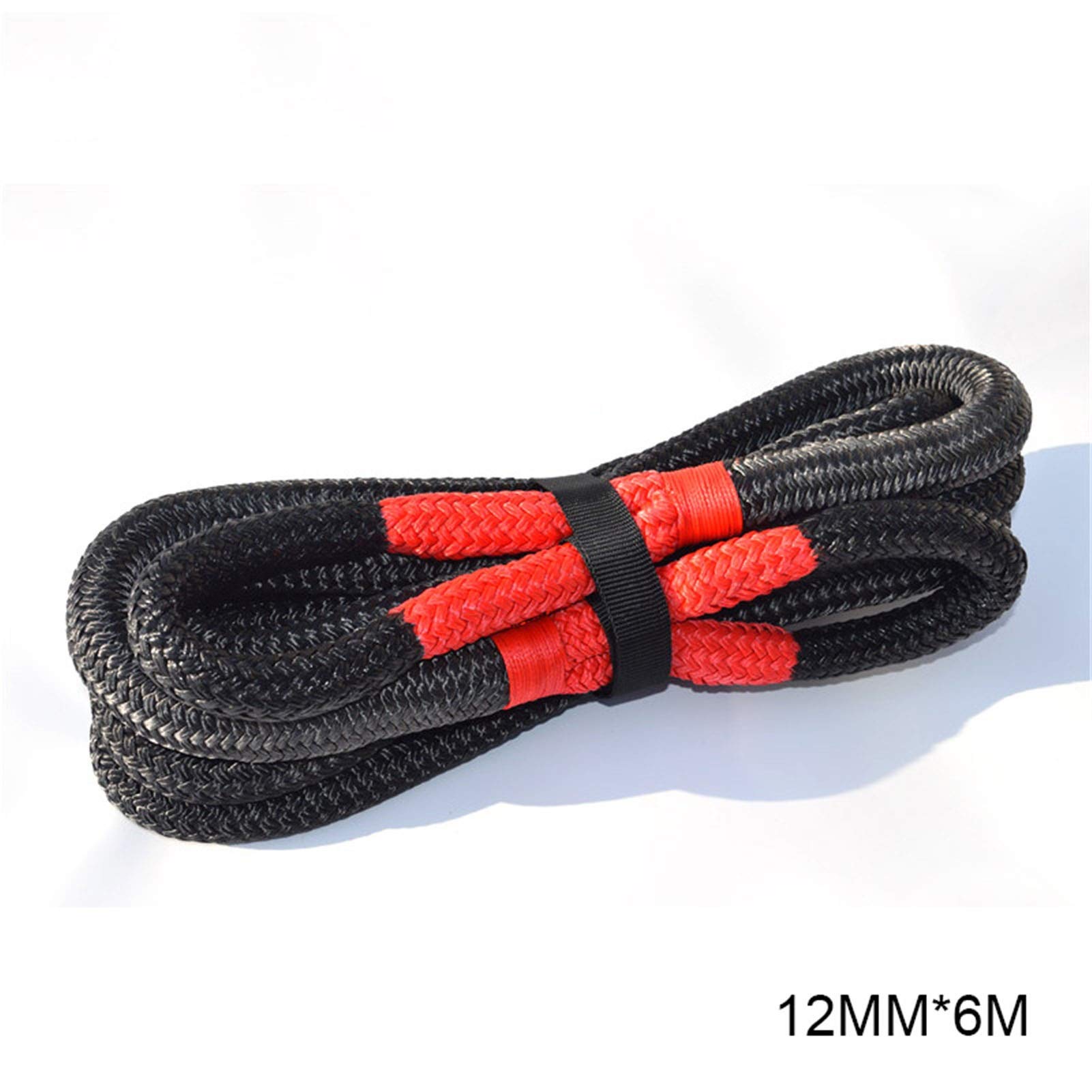 Syntetyczna lina wyciągarki, 12mm * 6 M Liny odzyskiwania kinetyczne, liny odzyskiwania energii, liny z nylonową o podwójnej plecionce dla 4x4 z drogi do pojazdów terenowych 4WD ATV UTV(Blauw)