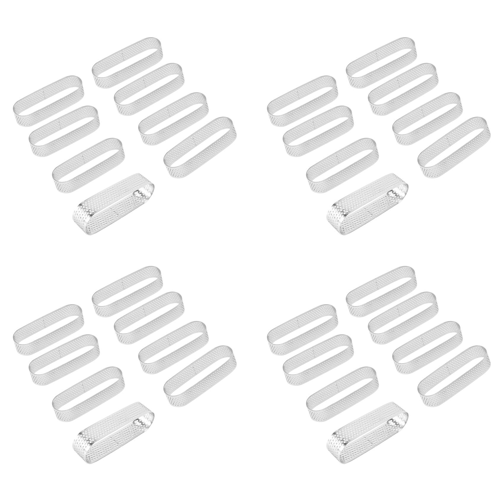 Hndhbfgrt 32Pcs Oval Tartlet Molds French Dessert Mousse Fruit Pie Tart Ring Quiche Cake Mold, Stainless Steel Tart Mousse Ring