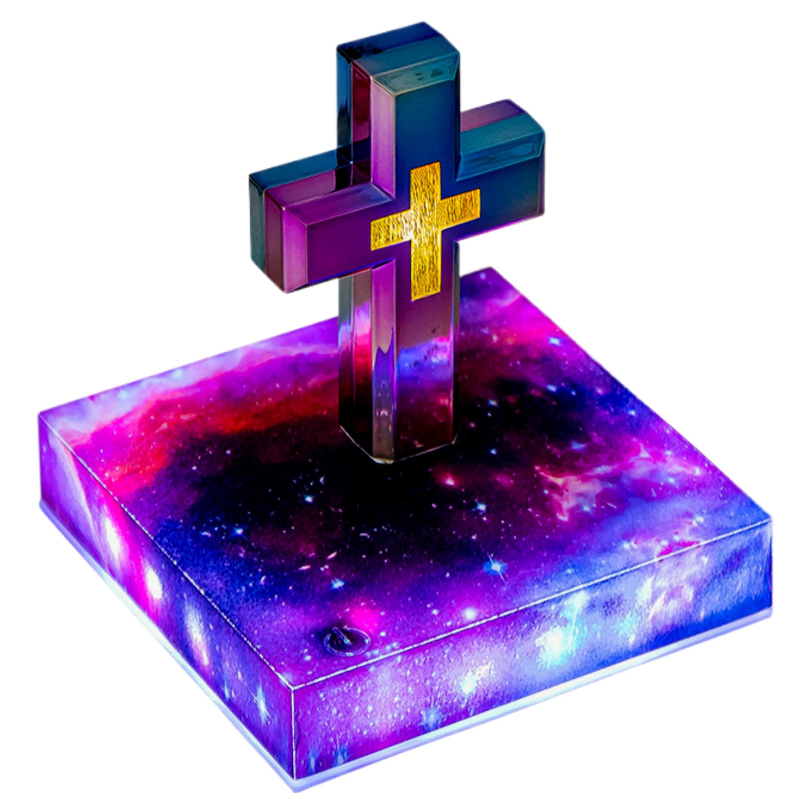 Brabola Magnetic Levitation Cross Lamp, 360° Rotating Floating Night Light with Touch Control & Color Changing Base, Stable Levitation Desk Decor for Home Office Bedroom (Galaxy Base)